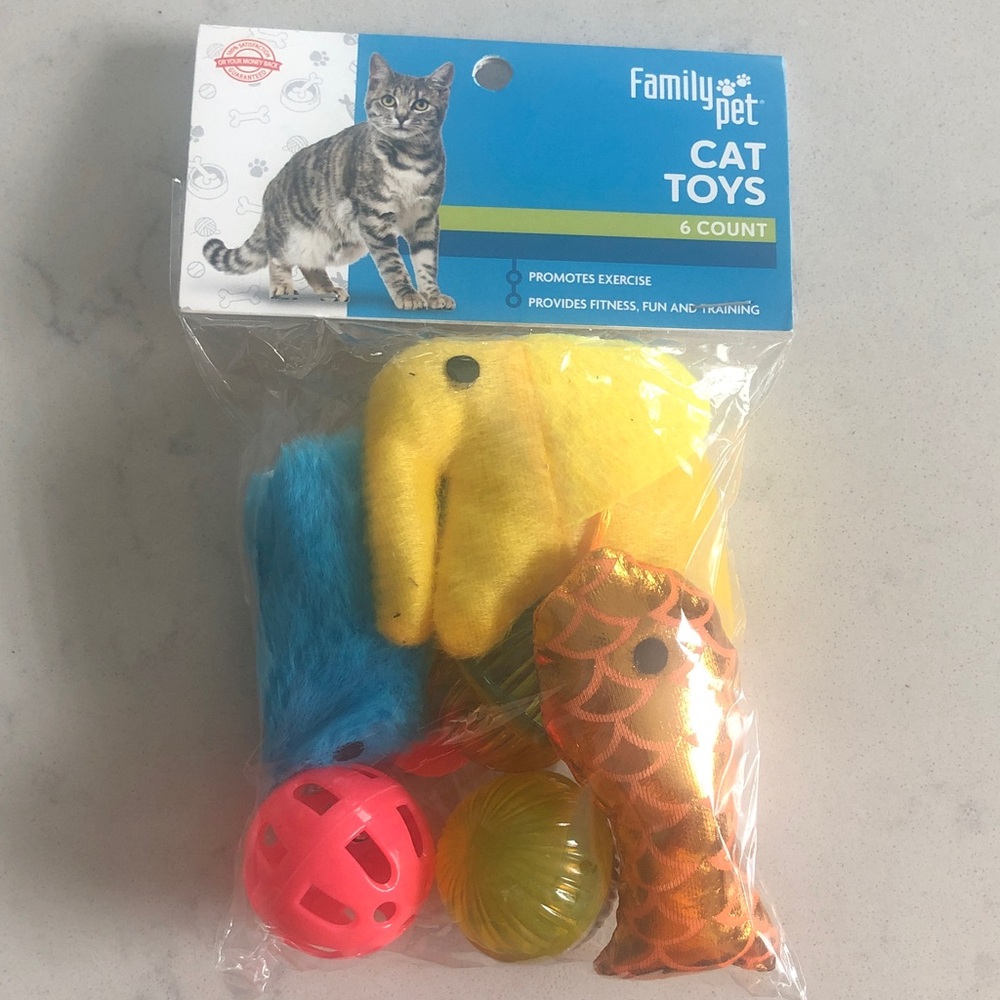 Family Pet Cat Toys Set - Yellow, Blue, Pink